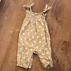 Kids Tan Jumpsuit with White Sun Pattern